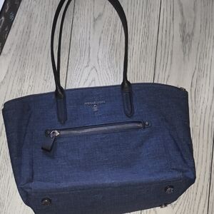 Michael Kors Navy Denim Tote with Black Handles